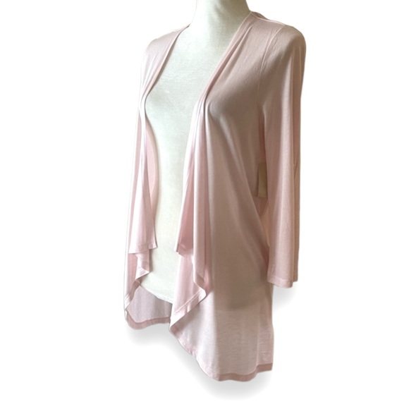 Coldwater Creek Open Waterfall Button Roll Tab Cardigan Pale Pink Size S (6-8) - Picture 3 of 15